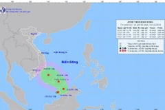 Vị trí và đường đi của áp thấp nhiệt đới. (Nguồn: Trung tâm Dự báo Khí tượng Thủy văn Quốc gia)