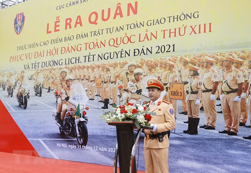 Ra quân bảo đảm trật tự, an toàn giao thông phục vụ Đại hội Đảng ảnh 1