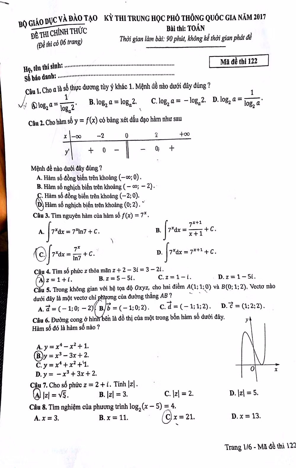 Thi tốt nghiệp THPT 2007: Đề môn Toán có 50 câu ảnh 1