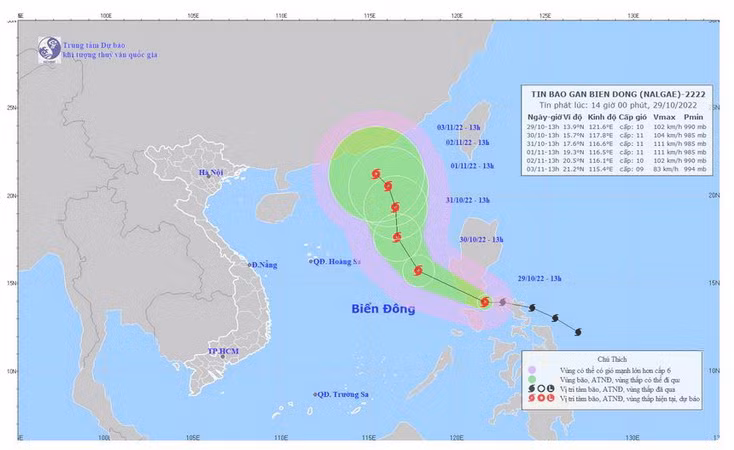 Bão Nalgae có xu hướng mạnh dần lên, mỗi giờ đi được 15-20km ảnh 1