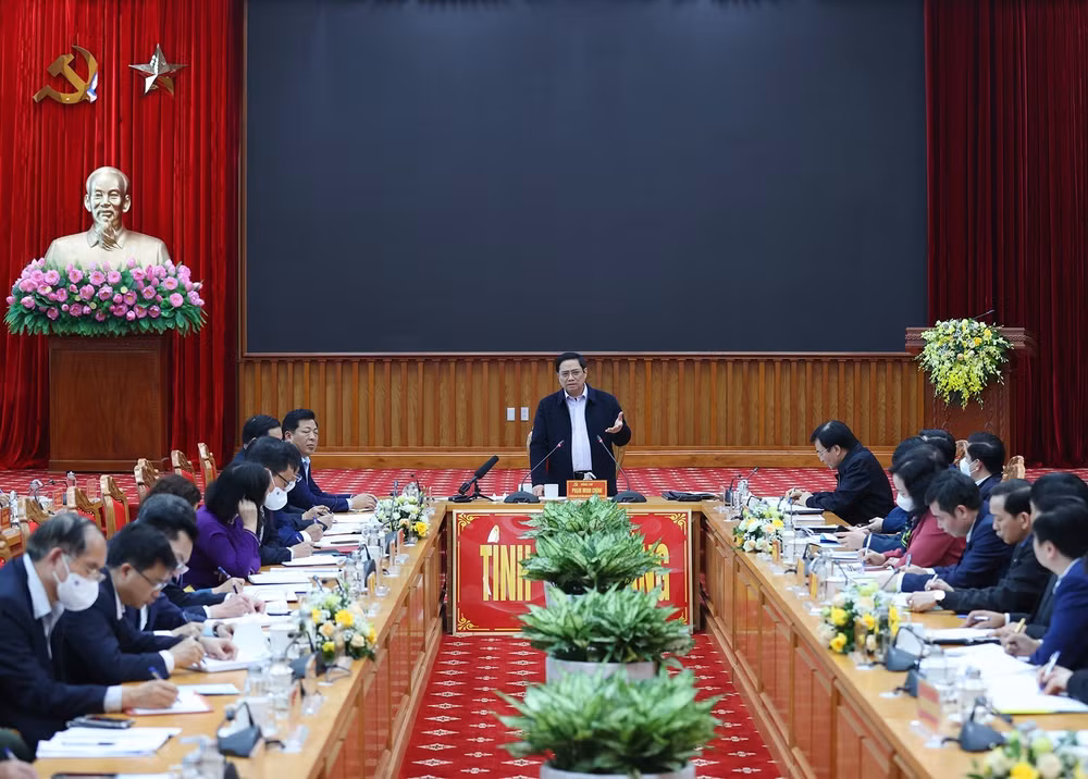 Thủ tướng Phạm Minh Chính làm việc với lãnh đạo chủ chốt tỉnh Cao Bằng ảnh 1
