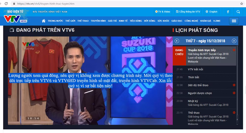 VTV6 nghẽn mạng khi trực tuyến trận Việt Nam-Malaysia ảnh 1