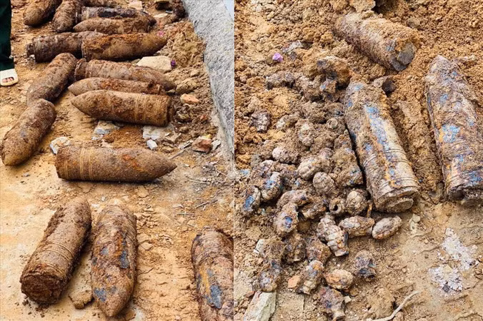 Bắc Giang: Phát hiện hàng chục đầu đạn pháo khi đào móng nhà ảnh 1