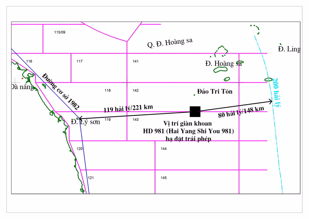 Bản đồ minh họa vị trí giàn khoan trái phép của Trung Quốc ảnh 1