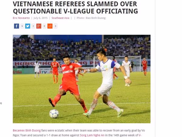 Trọng tài V-League bị "bêu riếu" trên báo bóng đá danh tiếng châu Á ảnh 1
