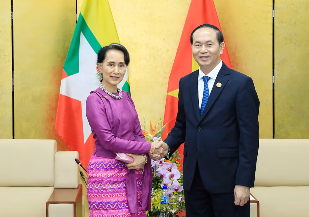 Chủ tịch nước Trần Đại Quang gặp Cố vấn Nhà nước Myanmar ảnh 1