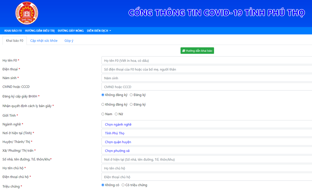 Phú Thọ: Mở cổng thông tin F0 - giúp người dân khai báo y tế trên mạng ảnh 1