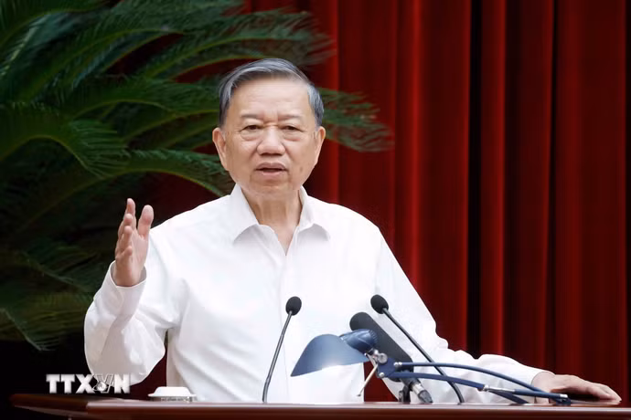 Tổng Bí thư, Chủ tịch nước Tô Lâm phát biểu tại cuộc gặp mặt cán bộ quy hoạch diện Bộ Chính trị quản lý. (Ảnh: Thống Nhất/TTXVN)