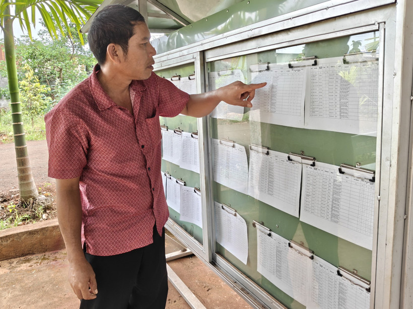 Xem thông tin danh sách cử tri tại thôn Bình Lợi, xã Nghĩa Trung, tỉnh Đồng Nai. (Ảnh: K GỬIH/TTXVN)