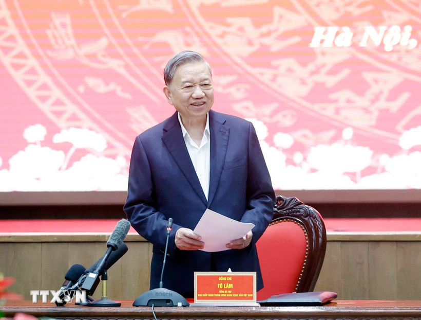 Tổng Bí thư Tô Lâm phát biểu. (Ảnh: Thống Nhất/TTXVN)