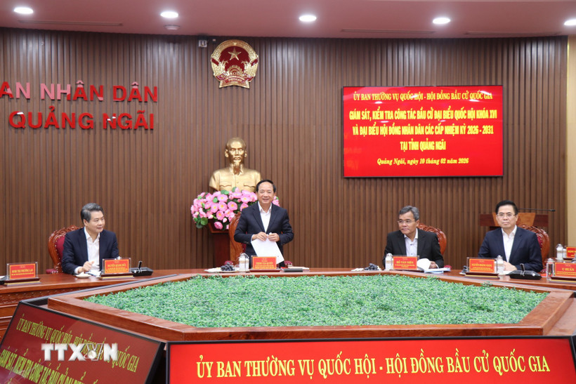 Đại tướng Trịnh Văn Quyết, Ủy viên Bộ Chính trị, Trưởng Ban Tuyên giáo và Dân vận Trung ương phát biểu tại buổi làm việc. (Ảnh: Phạm Cường/TTXVN)