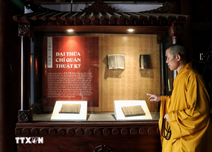 Nghị quyết 80-NQ/TW: Khi di sản tư liệu trở thành nguồn lực văn hóa Chùa Vĩnh Nghiêm hiện lưu giữ 3.050 mộc bản có giá trị trên nhiều lĩnh vực được khắc bằng gỗ thị. (Ảnh: Danh Lam/TTXVN)