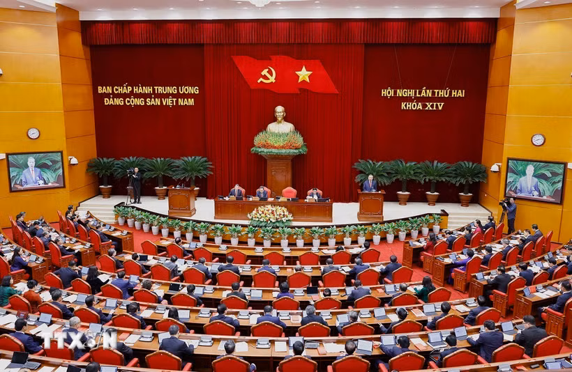Tổng Bí thư Tô Lâm phát biểu khai mạc Hội nghị lần thứ hai Ban Chấp hành Trung ương Đảng khóa XIV. (Ảnh: Doãn Tấn/TTXVN)