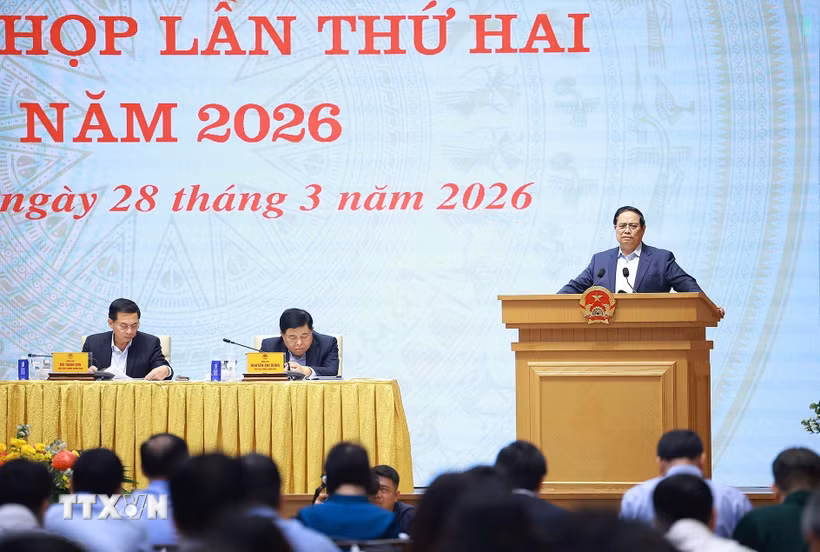 Thủ tướng Phạm Minh Chính phát biểu tại phiên họp lần thứ hai của Ban Chỉ đạo về phát triển khoa học công nghệ và Đề án 06. (Ảnh: Dương Giang/TTXVN)