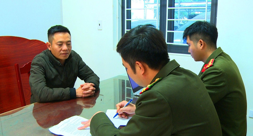 Đối tượng Toàn tại cơ quan công an. (Ảnh do công an cung cấp)