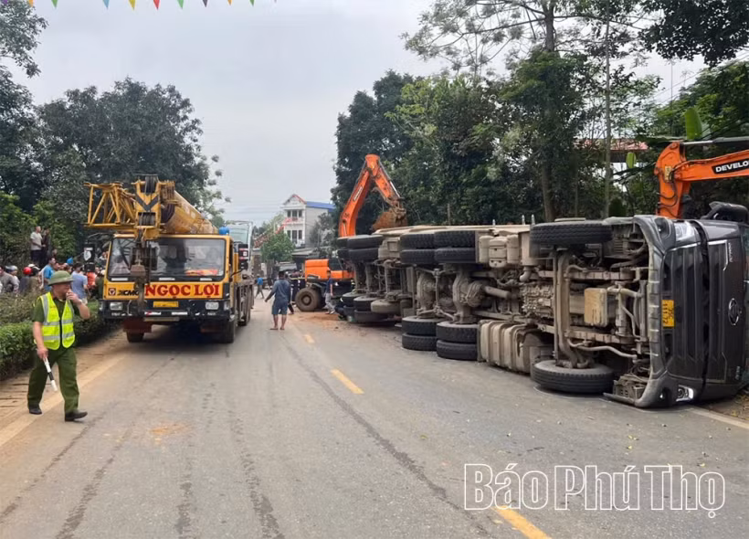 Hiện trường vụ tai nạn. (Nguồn: Báo Phú Thọ)
