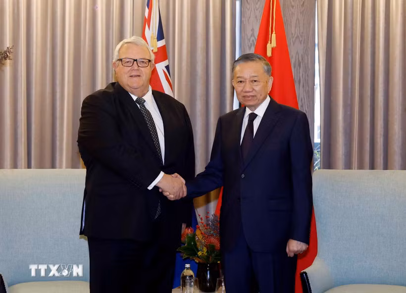 Tổng Bí thư, Chủ tịch nước Tô Lâm hội kiến Chủ tịch Quốc hội New Zealand Gerry Brownlee. (Ảnh: Thống Nhất/TTXVN)