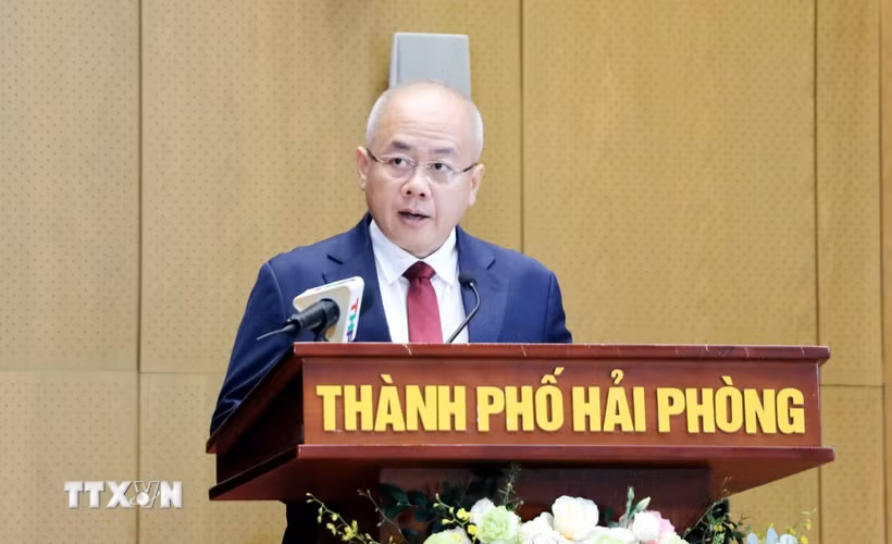 Ông Đỗ Thành Trung, Phó Bí thư Thành ủy, Chủ tịch UBND thành phố Hải Phòng nhiệm kỳ 2026-2031. (Ảnh: Mạnh Tú/TTXVN)