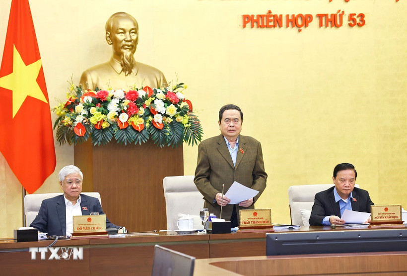 Chủ tịch Quốc hội Trần Thanh Mẫn phát biểu khai mạc phiên họp. (Ảnh: Doãn Tấn/TTXVN)