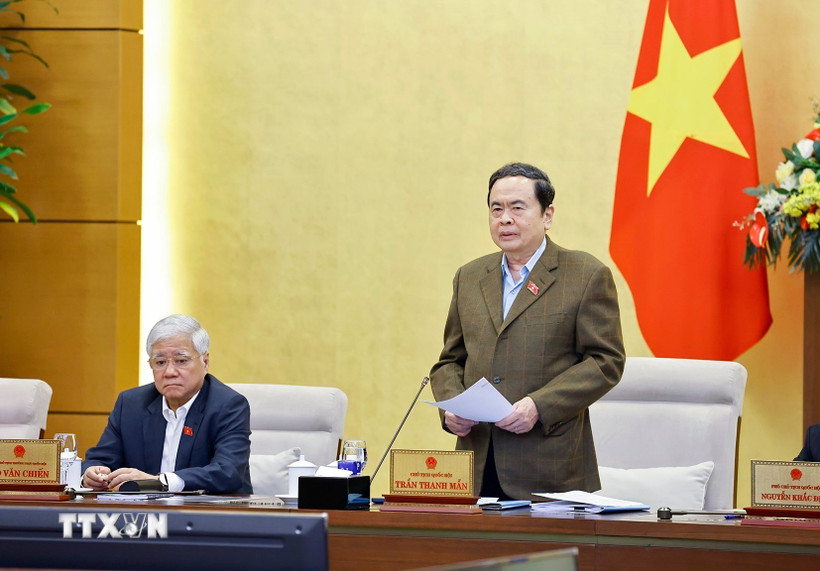 Chủ tịch Quốc hội Trần Thanh Mẫn phát biểu khai mạc phiên họp. (Ảnh: Doãn Tấn/TTXVN)