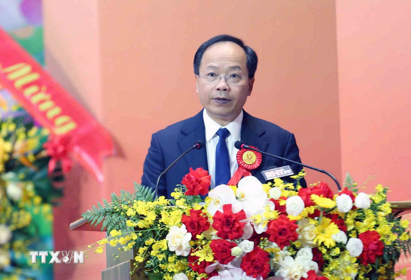 Đồng chí Nguyễn Duy Lâm - Bí thư Tỉnh ủy, Trưởng đoàn đại biểu Đảng bộ tỉnh Hà Tĩnh. (Nguồn: TTXVN)