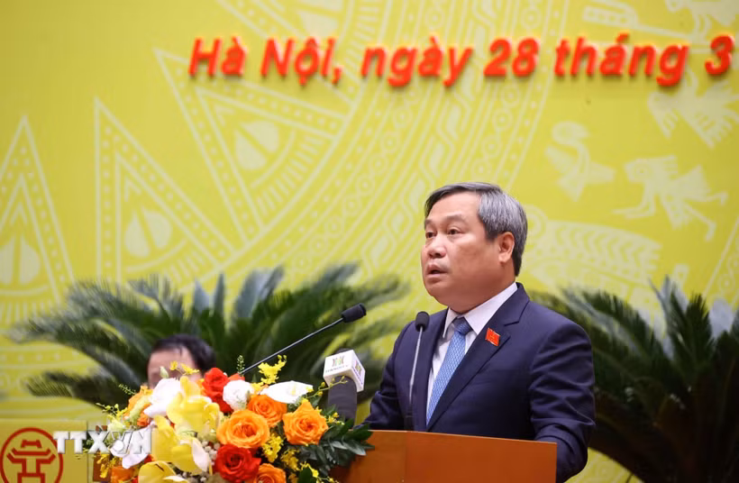 Chủ tịch UBND thành phố Hà Nội Vũ Đại Thắng. (Ảnh: Văn Điệp/TTXVN)