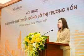 Bà Hà Thu Giang, Vụ trưởng Vụ Tín dụng các ngành kinh tế Ngân hàng Nhà nước phát biểu tại hội thảo. (Ảnh: BTC)
