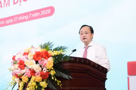 Đồng chí Tô Huy Vũ - Bí thư Đảng ủy, Chủ tịch HĐTV Agribank phát biểu tại buổi lễ. (Ảnh: Vietnam+)