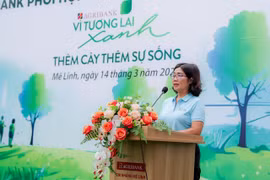 Bà Từ Thị Kim Thanh - Thành viên Hội đồng Thành viên Agribank phát biểu tại sự kiện. (Ảnh: Vietnam+)