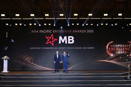 Ông Hà Trọng Khiêm – Phó Tổng giám đốc đại diện MB nhận giải thưởng. (Ảnh: Vietnam+)