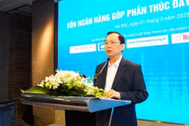Phó Thống đốc Thường trực Ngân hàng Nhà nước Đào Minh Tú phát biểu tại hội thảo. (Ảnh: Vietnam+)