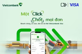 Vietcombank triển khai tính năng Click to Pay cho chủ thẻ Visa nhằm tối ưu hóa trải nghiệm mua sắm trực tuyến và tăng cường bảo mật cho khách hàng. (Ảnh: Vietnam+)