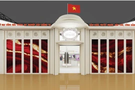 Gian trưng bày triển lãm thành tựu ngành Ngân hàng vươn mình cùng đất nước. (Ảnh: Vietnam+)