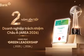 LPBank hai năm liên tiếp được vinh danh tại hạng mục Green Leadership của Giải thưởng Doanh nghiệp Trách nhiệm châu Á. (Ảnh: Vietnam+)