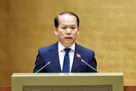 Bộ trưởng Bộ Tư pháp Hoàng Thanh Tùng phát biểu. Ảnh: Doãn Tấn - TTXVN
