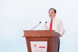 Ông Tô Huy Vũ - Chủ tịch Hội đồng Thành viên Agribank phát biểu tại buổi lễ. (Ảnh: Vietnam+)