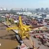 Hoạt động bốc xếp container tại Cảng Tân Thuận-Công ty Cổ phần Cảng Sài Gòn. (Ảnh: Quốc Khánh/TTXVN)