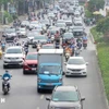 Mật độ giao thông tăng cao tại phố Nguyễn Chí Thanh. (Ảnh: Tuấn Đức/TTXVN)