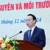 Bộ trưởng Bộ Tài nguyên và Môi trường Đỗ Đức Duy phát biểu tại hội nghị. (Ảnh: HV/Vietnam+)