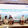 Ông Trần Trung Mỹ (áo trắng) chia sẻ tại Tọa đàm Nông nghiệp Hà Nội: Hợp tác và đầu tư để phát triển bền vững.