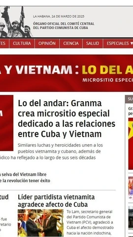 Báo Granma ra mắt chuyên trang đặc biệt kỷ niệm 65 năm Việt Nam-Cuba