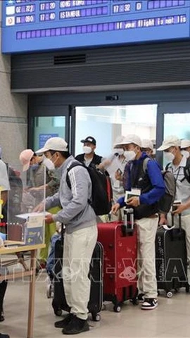 Lao động Việt Nam làm thủ tục nhập cảnh tại sân bay Incheon, Hàn Quốc. (Ảnh: Mạnh Hùng/TTXVN)