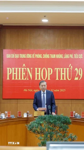 Tổng Bí thư Tô Lâm chủ trì phiên họp thứ 29 Ban Chỉ đạo Trung ương về phòng, chống tham nhũng, lãng phí, tiêu cực. (Ảnh: Thống Nhất/TTXVN)