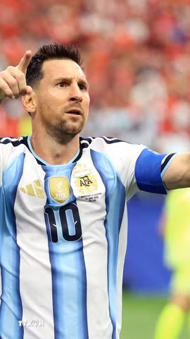 Messi đi vào lịch sử với tư cách chân sút vĩ đại nhất World Cup. (Ảnh: AFP/TTXVN)