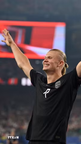 Haaland tỏa sáng đưa Na Uy sớm vào vòng knock-out World Cup 2026. (Ảnh: AFP/TTXVN)
