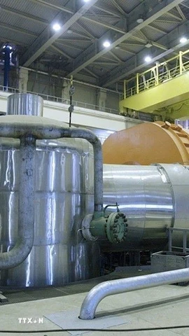 Quang cảnh bên trong nhà máy điện hạt nhân Bushehr ở miền Nam Iran. (Ảnh: FARS NEWS AGENCY/TTXVN)