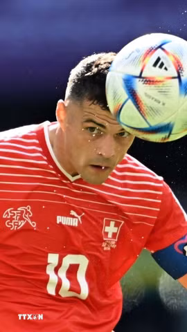 Granit Xhaka đóng vai trò thủ lĩnh của Thụy Sĩ tại World Cup 2026. (Ảnh: AFP/TTXVN)