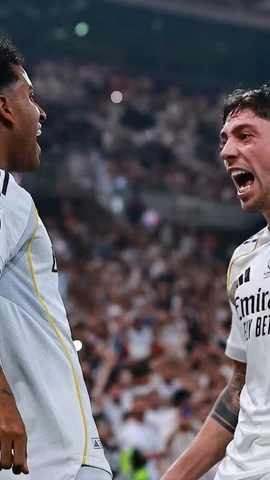 Valverde và Rodrygo cùng lập công mang chiến thắng về cho Real Madrid. (Nguồn: AS)