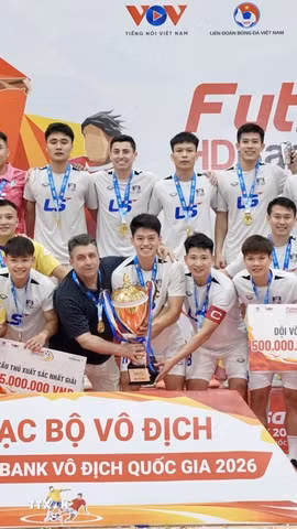CLB Thái Sơn Bắc - nhà vô địch futsal quốc gia 2026. (Ảnh: Trung Tuyến/TTXVN)