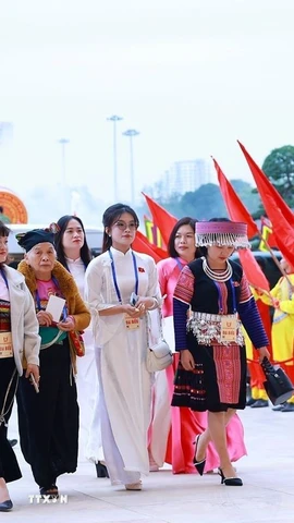Các đại biểu đến dự Đại hội Thi đua yêu nước lần thứ XI. (Ảnh: Dương Giang/TTXVN)